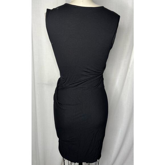 Allsaints Amelia Sleeveless Black Drape Front Dress Size US 4 - Picture 3 of 4
